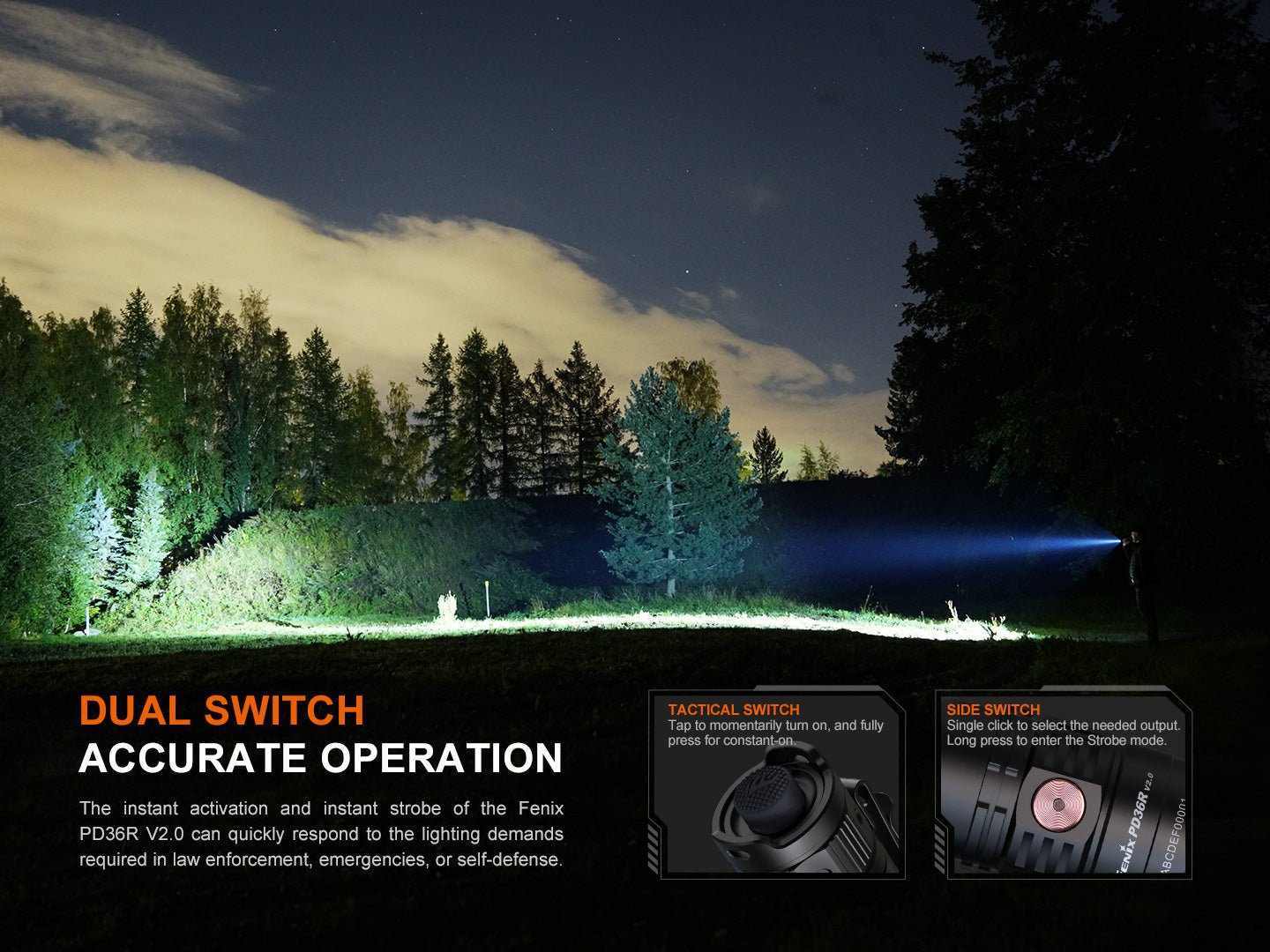 Fenix PD36R V2 Compact Rechargeable Tactical Flashlight - 1700 Lumens - Hazy Fly Fishing