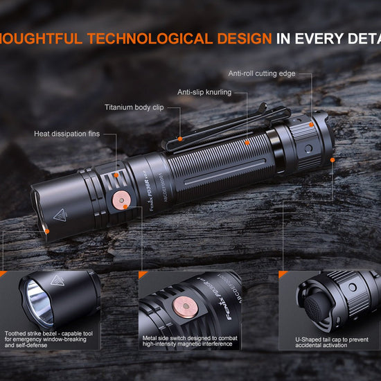 Fenix PD36R V2 Compact Rechargeable Tactical Flashlight - 1700 Lumens - Hazy Fly Fishing