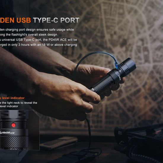 Fenix PD45R ACE Multi - Mode Tactical Flashlight - Hazy Fly Fishing