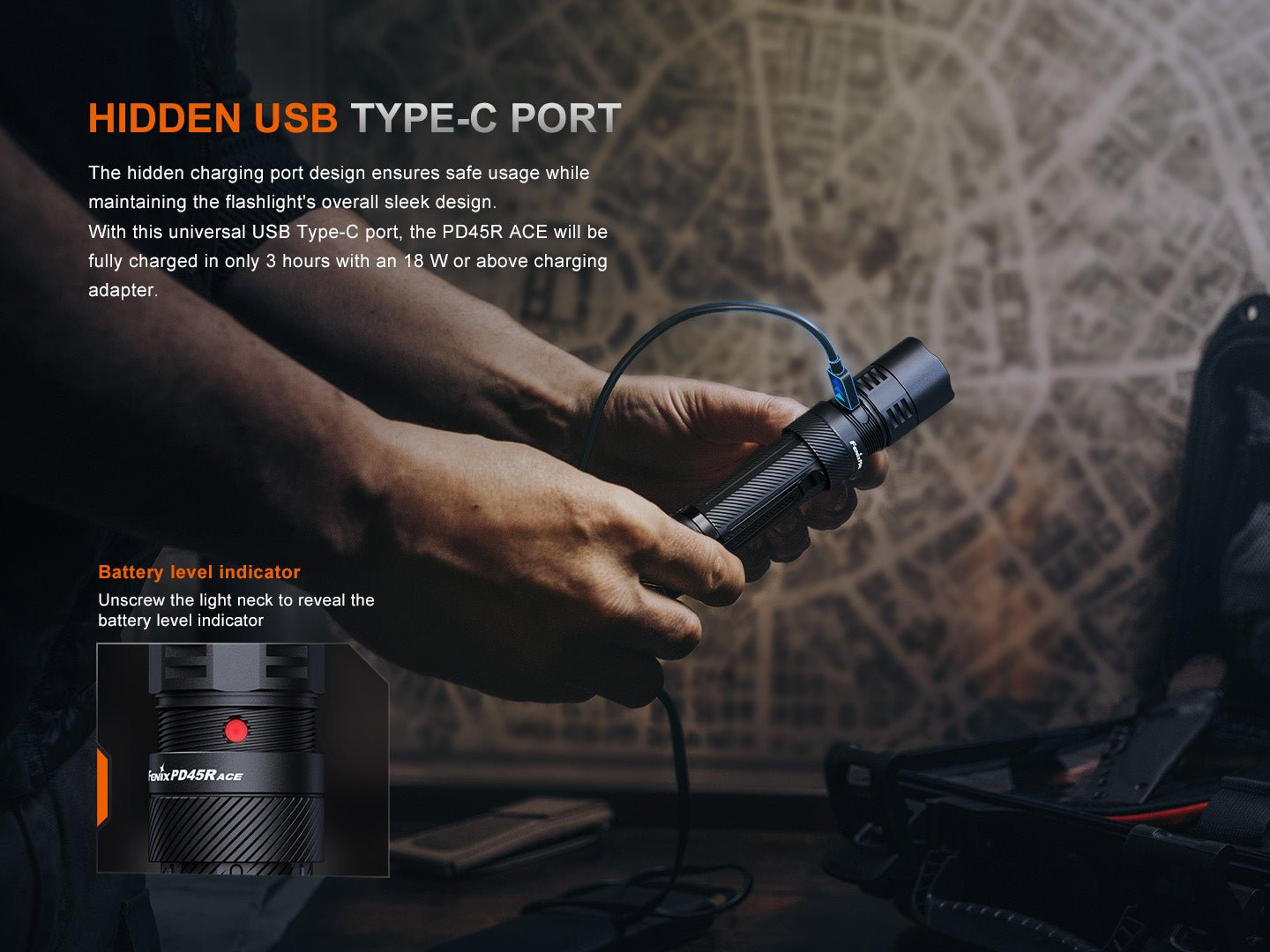 Fenix PD45R ACE Multi - Mode Tactical Flashlight - Hazy Fly Fishing