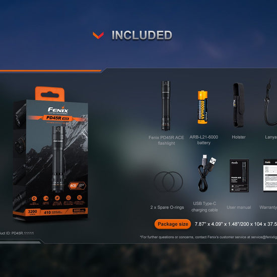 Fenix PD45R ACE Multi - Mode Tactical Flashlight - Hazy Fly Fishing