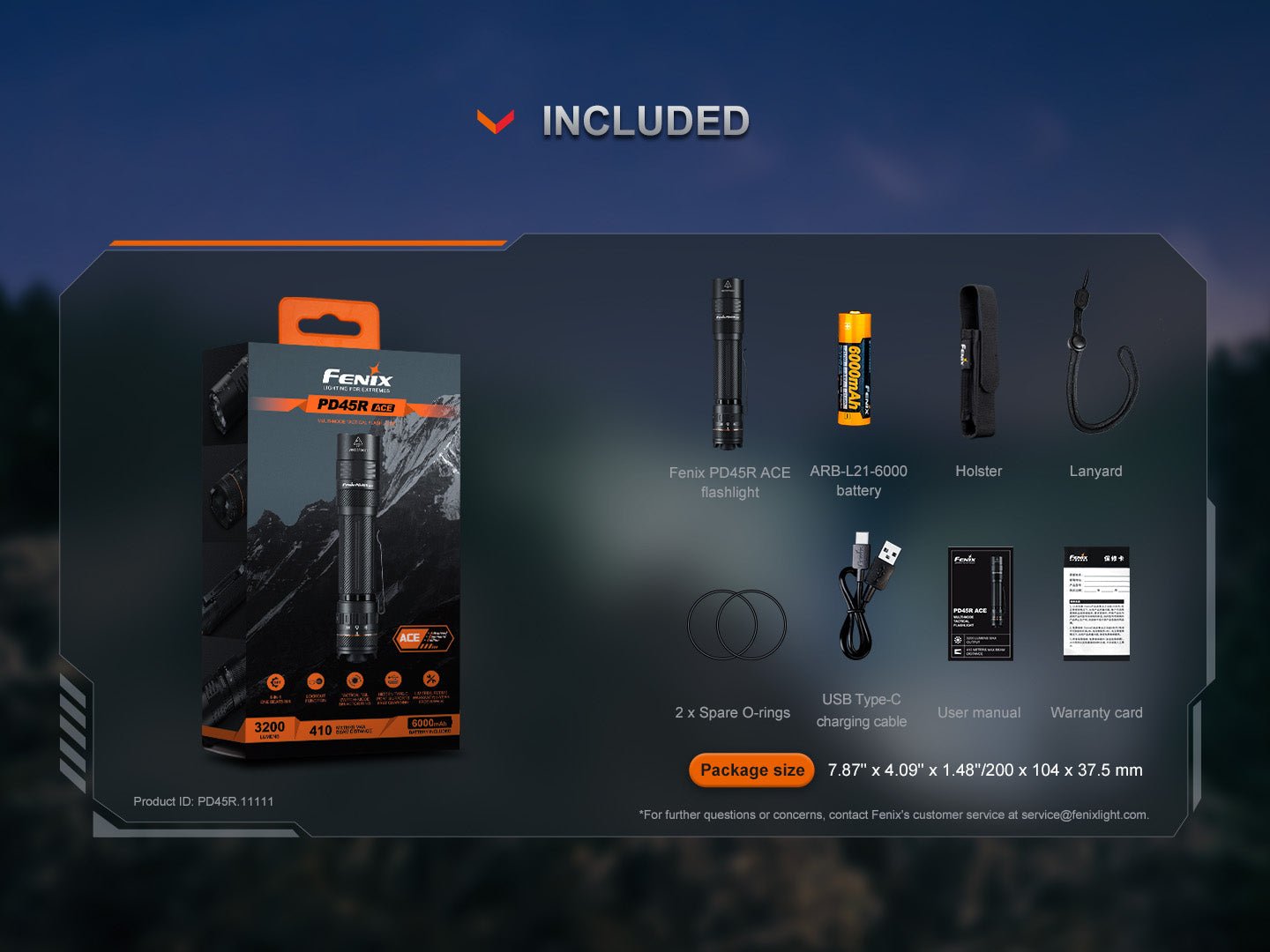 Fenix PD45R ACE Multi - Mode Tactical Flashlight - Hazy Fly Fishing