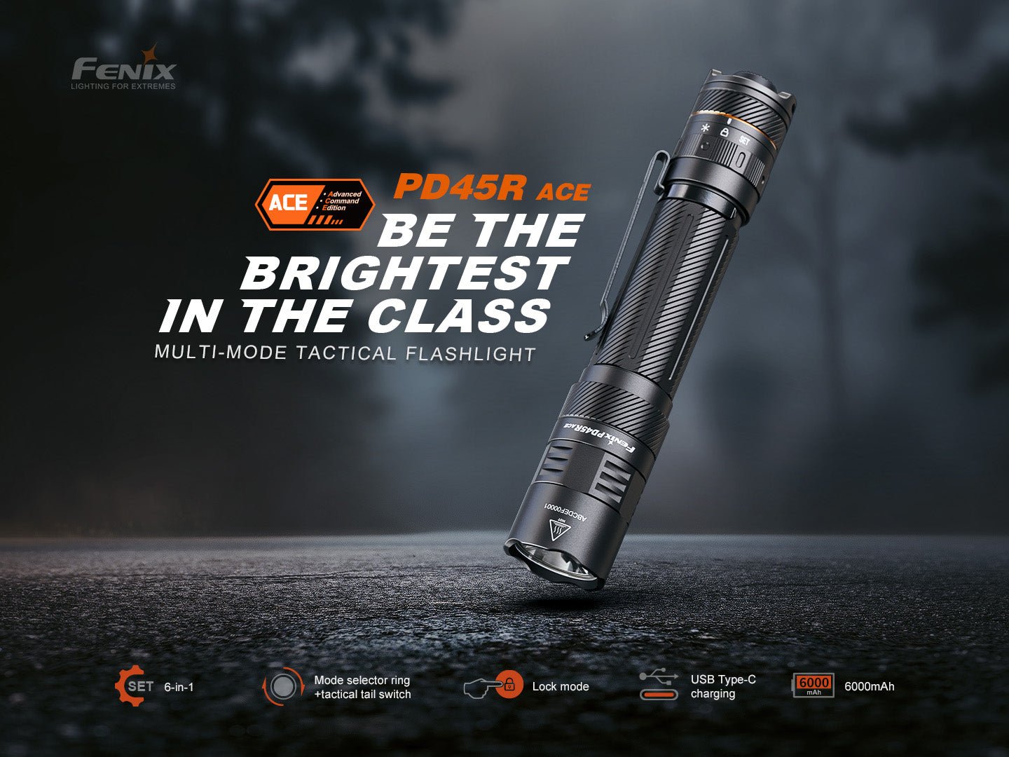 Fenix PD45R ACE Multi - Mode Tactical Flashlight - Hazy Fly Fishing