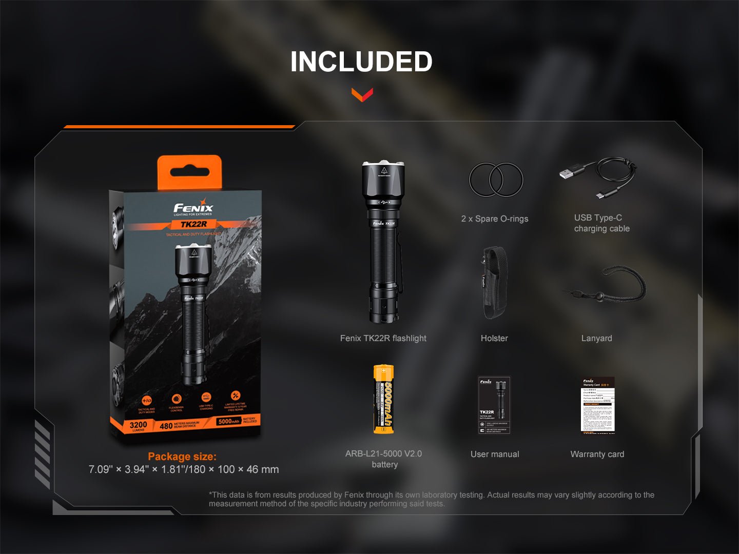 Fenix TK22R Rechargeable Tactical & Duty Flashlight - Hazy Fly Fishing