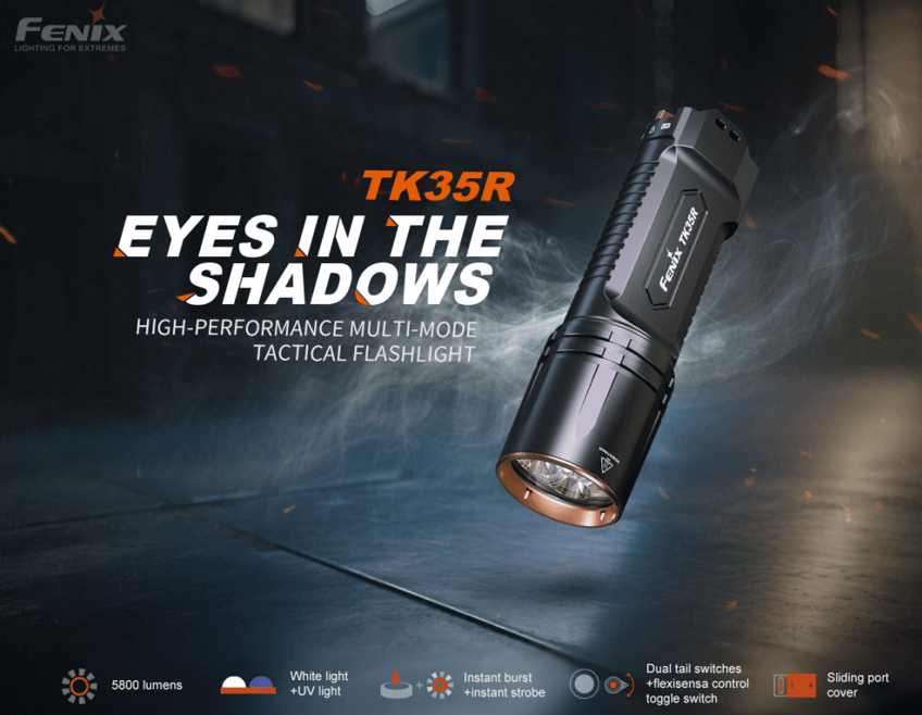 Fenix TK35R Rechargeable High - Performance Tactical Flashlight with UV Output - Hazy Fly Fishing