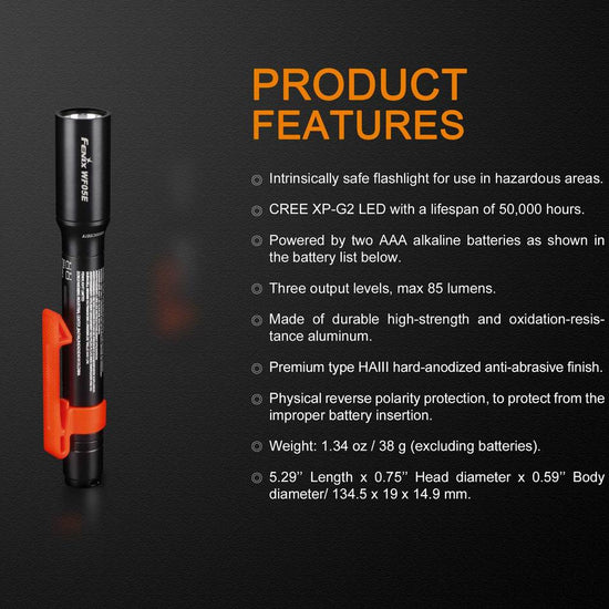 Fenix WF05E Intrinsically Safe Flashlight - Hazy Fly Fishing