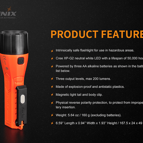 Fenix WF11E Intrinsically Safe Flashlight - Hazy Fly Fishing