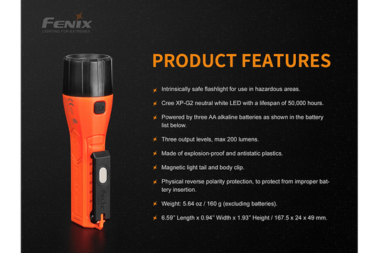 Fenix WF11E Intrinsically Safe Flashlight - Hazy Fly Fishing