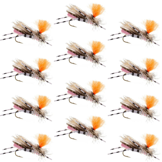Feth Hopper Pink - Foam Grasshopper Fly Pattern - 1 Dozen Flies Hook Size 10 - Hazy Fly Fishing