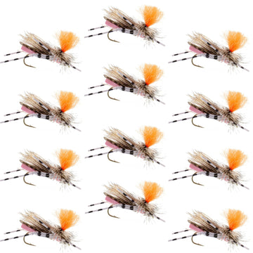 Feth Hopper Pink - Foam Grasshopper Fly Pattern - 1 Dozen Flies Hook Size 10 - Hazy Fly Fishing