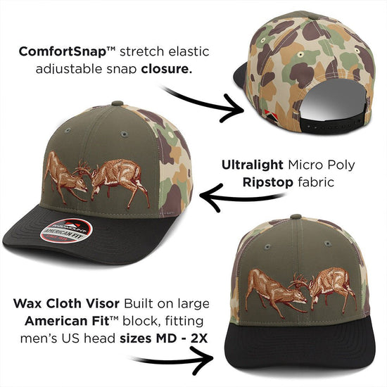 Fighting Deer Rut Cap 6 - Panel Riverside Wax Cloth Visor - Hazy Fly Fishing