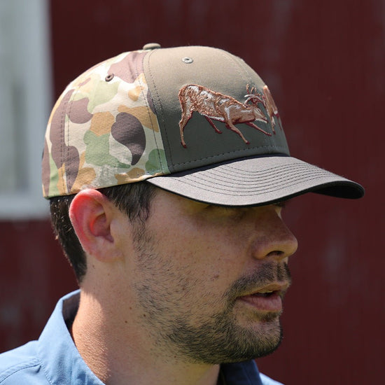 Fighting Deer Rut Cap 6 - Panel Riverside Wax Cloth Visor - Hazy Fly Fishing