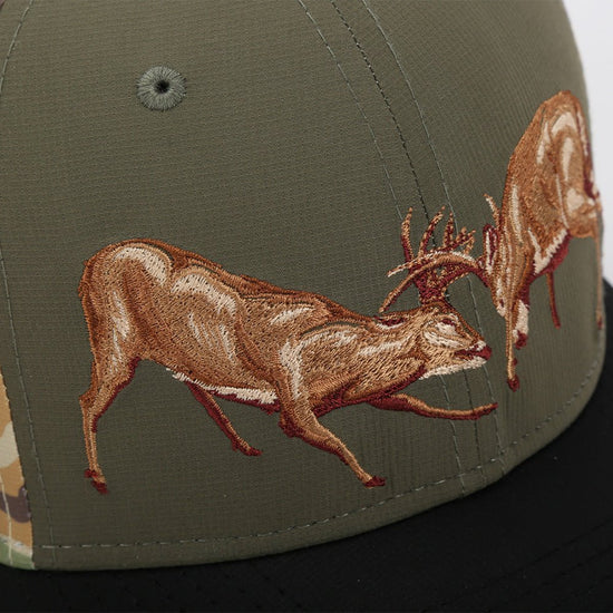 Fighting Deer Rut Cap 6 - Panel Riverside Wax Cloth Visor - Hazy Fly Fishing