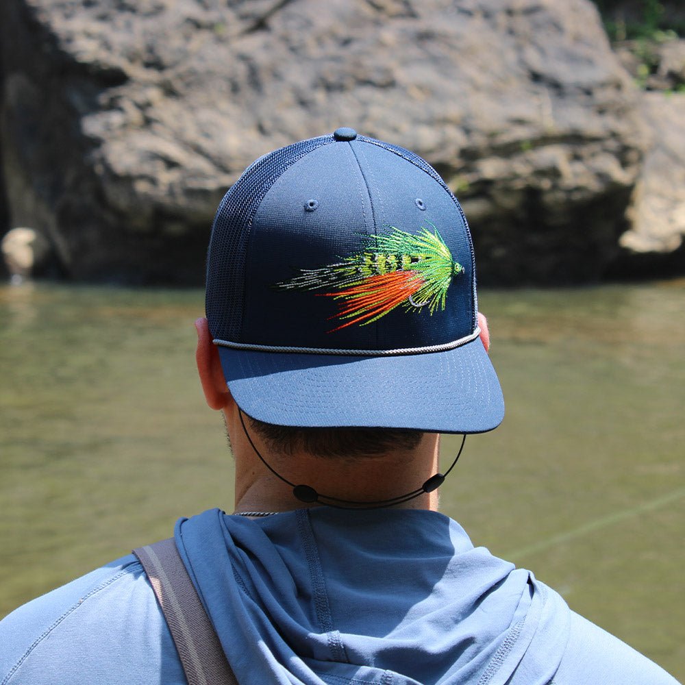 Fire Tiger Streamer Fly Fishing Mesh Back Rope Cap - Hazy Fly Fishing