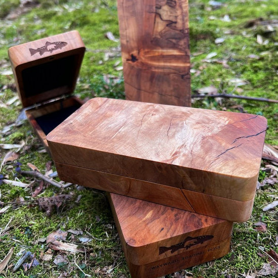 Fly Box Maple Burl Clam Shell - Handcrafted & Made in USA - Hazy Fly Fishing