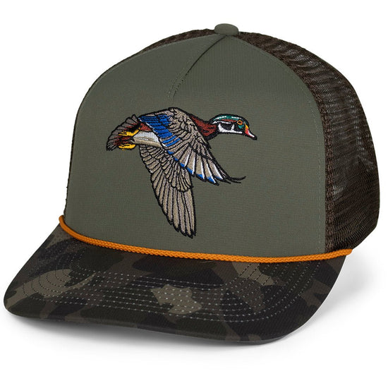 Flying Wood Duck 5 - Panel Trucker Hat - Hazy Fly Fishing