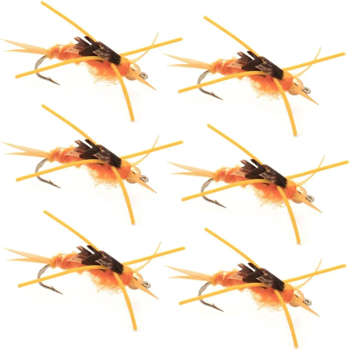 Gold Bead Kaufmann's Golden Stone Fly with Rubber Legs - Stonefly Wet Fly - 6 Flies Hook Size 12 - Hazy Fly Fishing