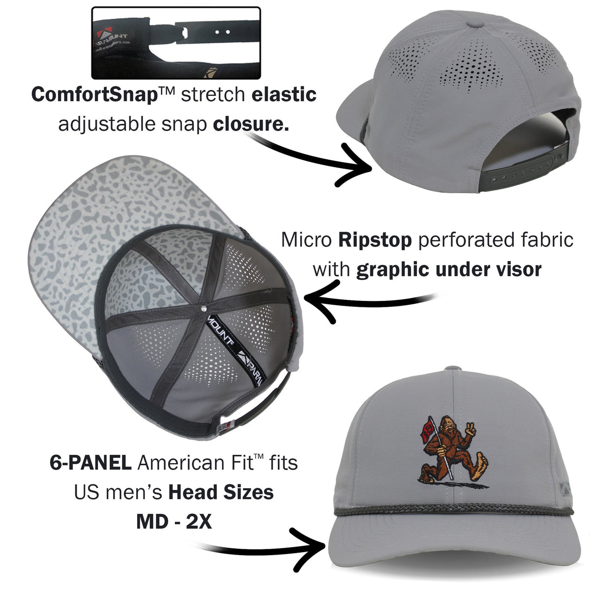 Golf Sasquatch Bigfoot Final Hole Performance Rope Cap - Hazy Fly Fishing