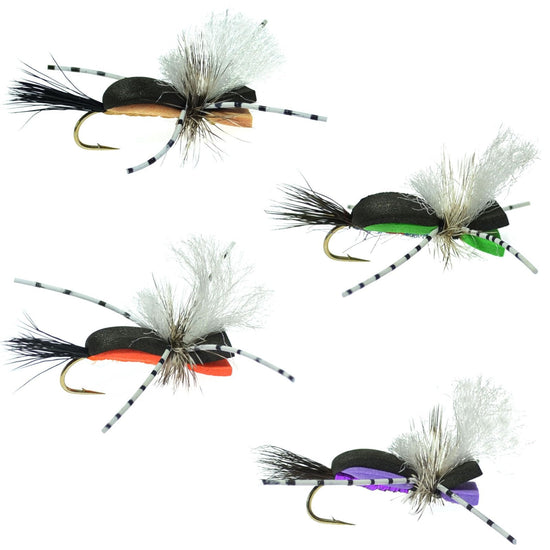 Hippie Stomper Size 14 Sampler - 4 Flies Foam Body Grasshopper Dry Fly - Hazy Fly Fishing