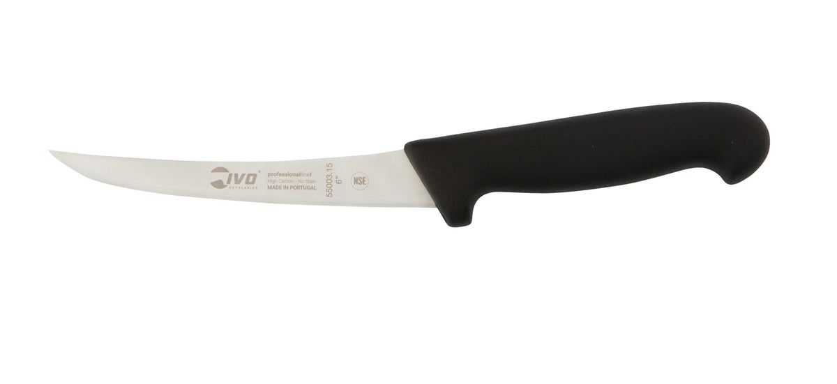 IVO® Professional Line I 6" Black Semi-Flex Curved Boning Knife - Hazy Fly Fishing