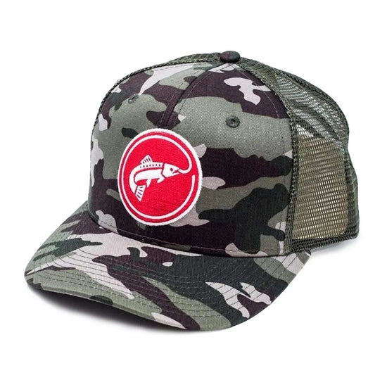 JHFLYCO High Crown Adjustable Ball Cap - Circle Logo - Hazy Fly Fishing