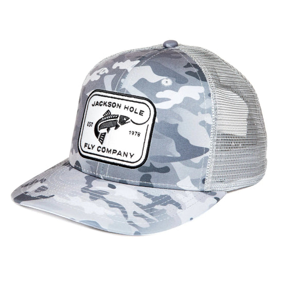 JHFLYCO High Crown Ball Cap - Rectangle Logo - Hazy Fly Fishing