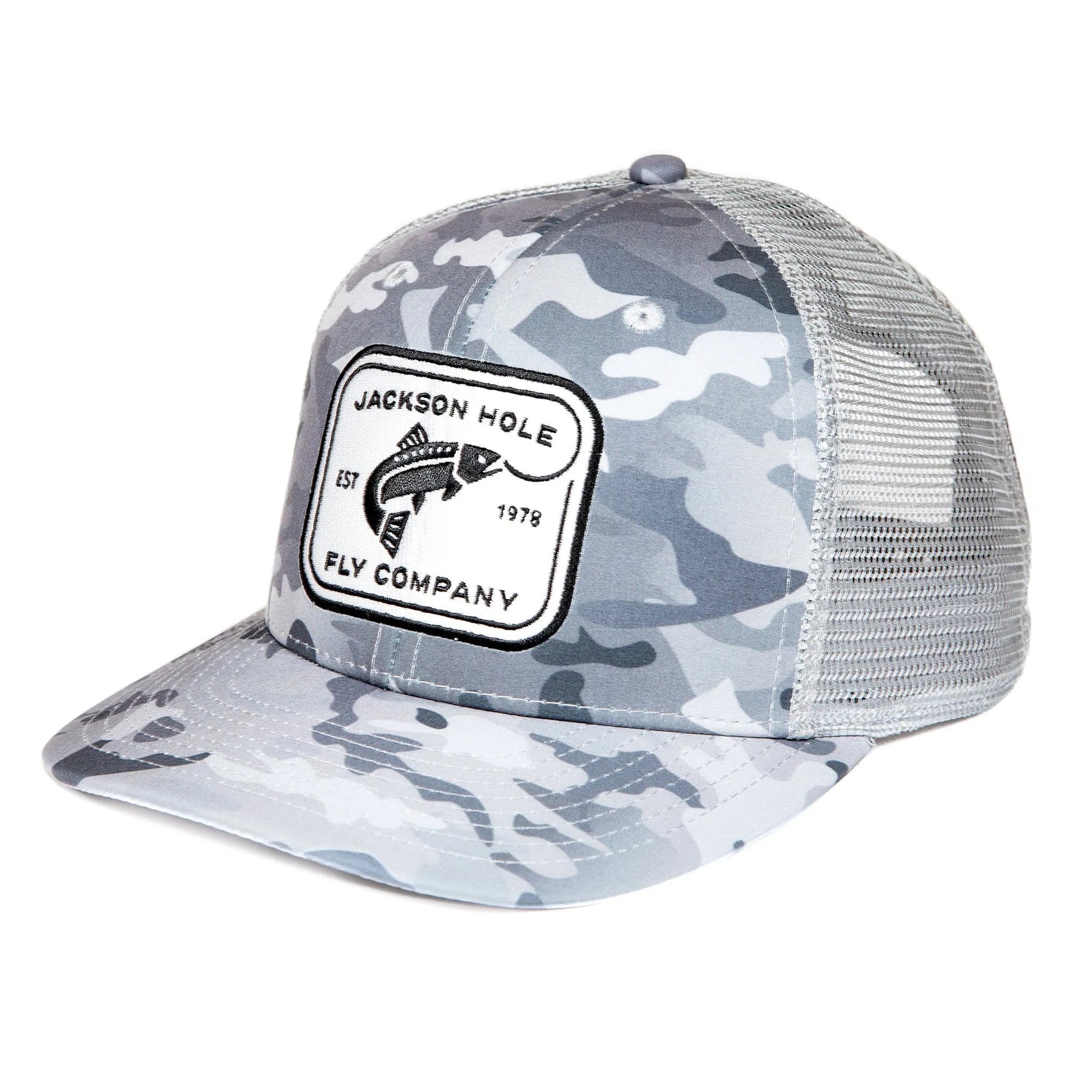 JHFLYCO High Crown Ball Cap - Rectangle Logo - Hazy Fly Fishing