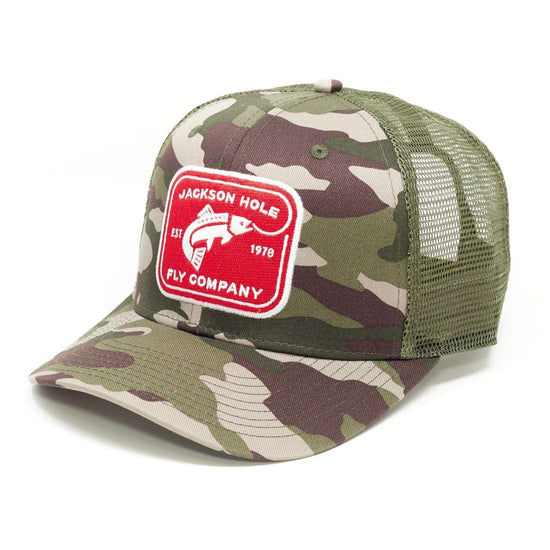 JHFLYCO High Crown Ball Cap - Rectangle Logo - Hazy Fly Fishing
