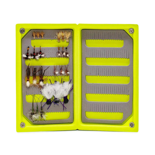 JHFLYCO Loaded Foam Fly Box - Standard Dry Fly Assortment - Hazy Fly Fishing