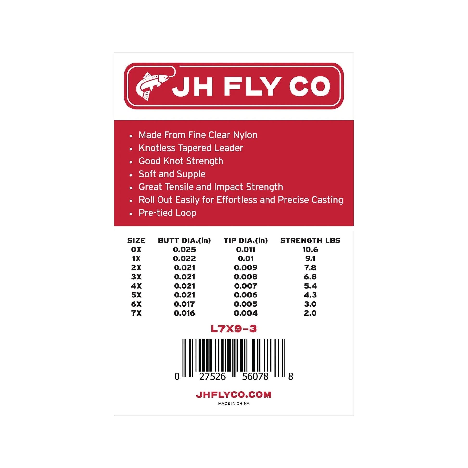 JHFLYCO Monofilament Nylon Tapered Leader - 3 Pack - Hazy Fly Fishing