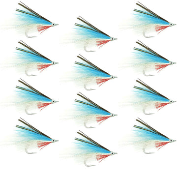 Lefty's Deceiver Saltwater Streamer Fly - Blue/White - 1 Dozen Hook Size 1/0 - Hazy Fly Fishing