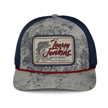LeRoy Jenkins Bass Fishing Hat Meshback 6 - Panel Rope Cap - Hazy Fly Fishing