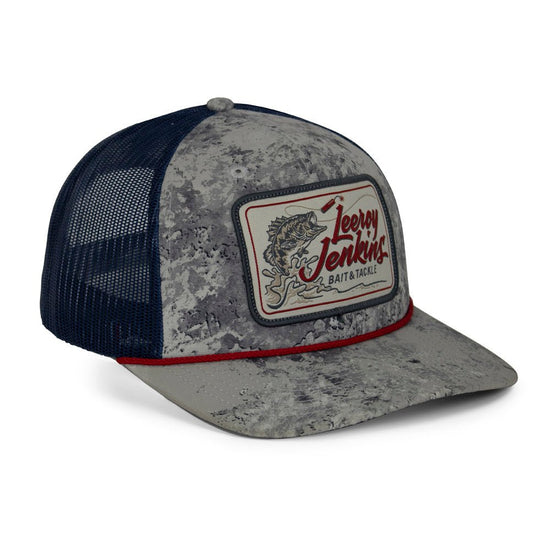 LeRoy Jenkins Bass Fishing Hat Meshback 6 - Panel Rope Cap - Hazy Fly Fishing