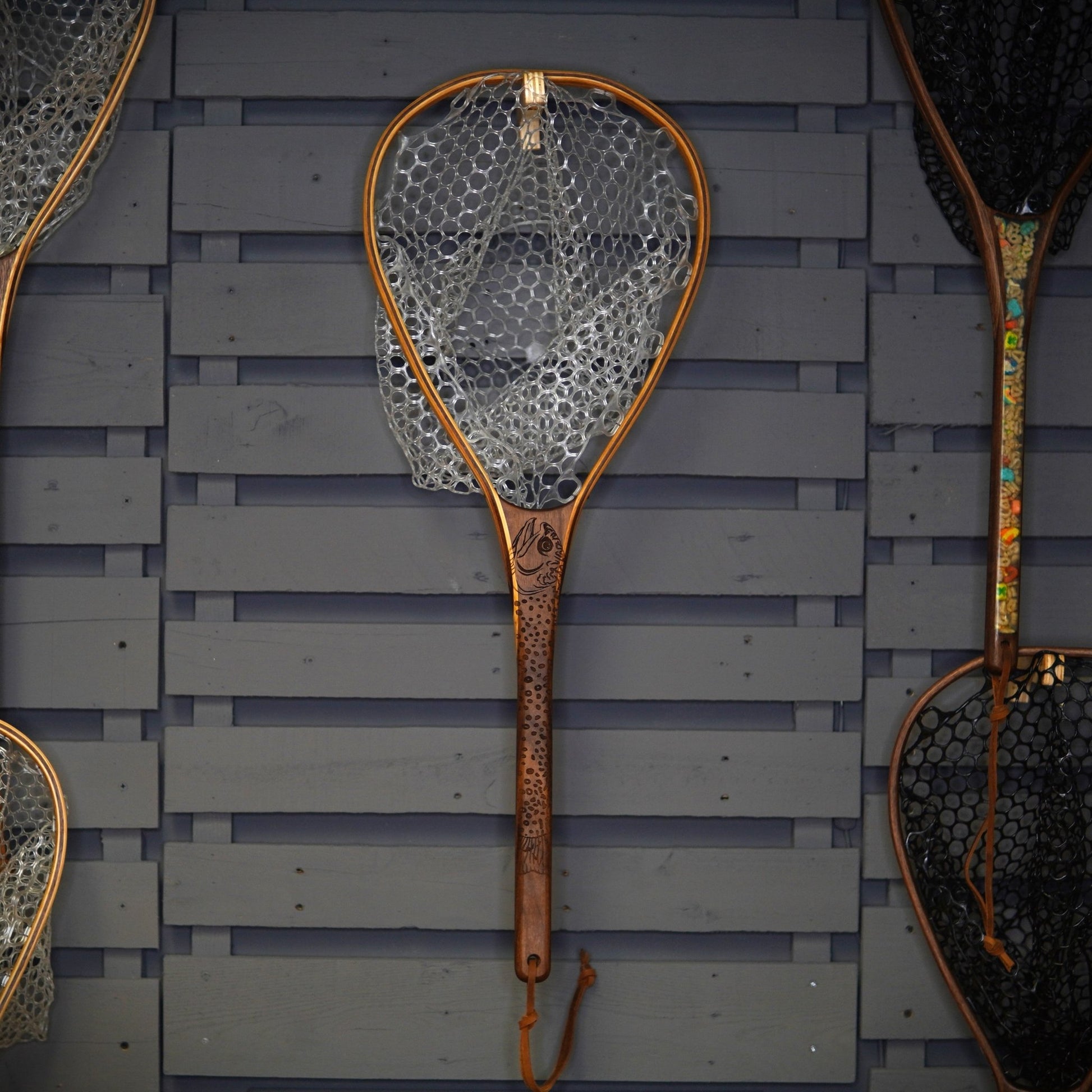 Little Dipper 12"x8" - Brook Trout Engraved - Natural Fly Fishing Traditional Landing Net - Handcrafted & Made in USA - Hazy Fly Fishing