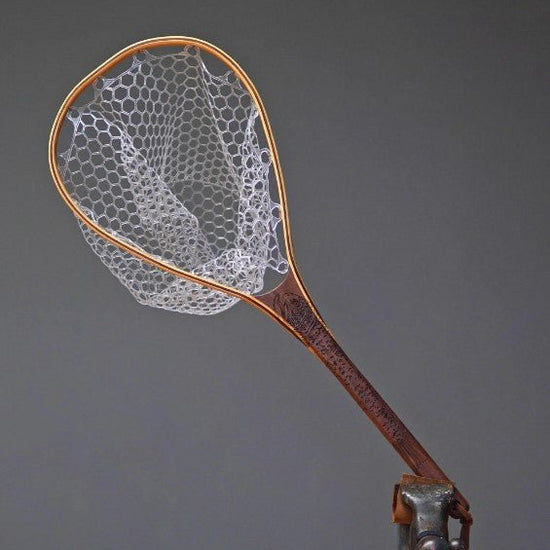 Little Dipper 12"x8" - Brown Trout Engraved - Natural Fly Fishing Traditional Landing Net - Handcrafted & Made in USA - Hazy Fly Fishing
