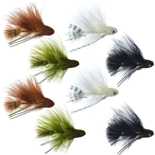 Mini Sex Dungeon Streamer Sampler - 8 Flies - 4 Colors - Size 6 - Articulated Streamers - Hazy Fly Fishing