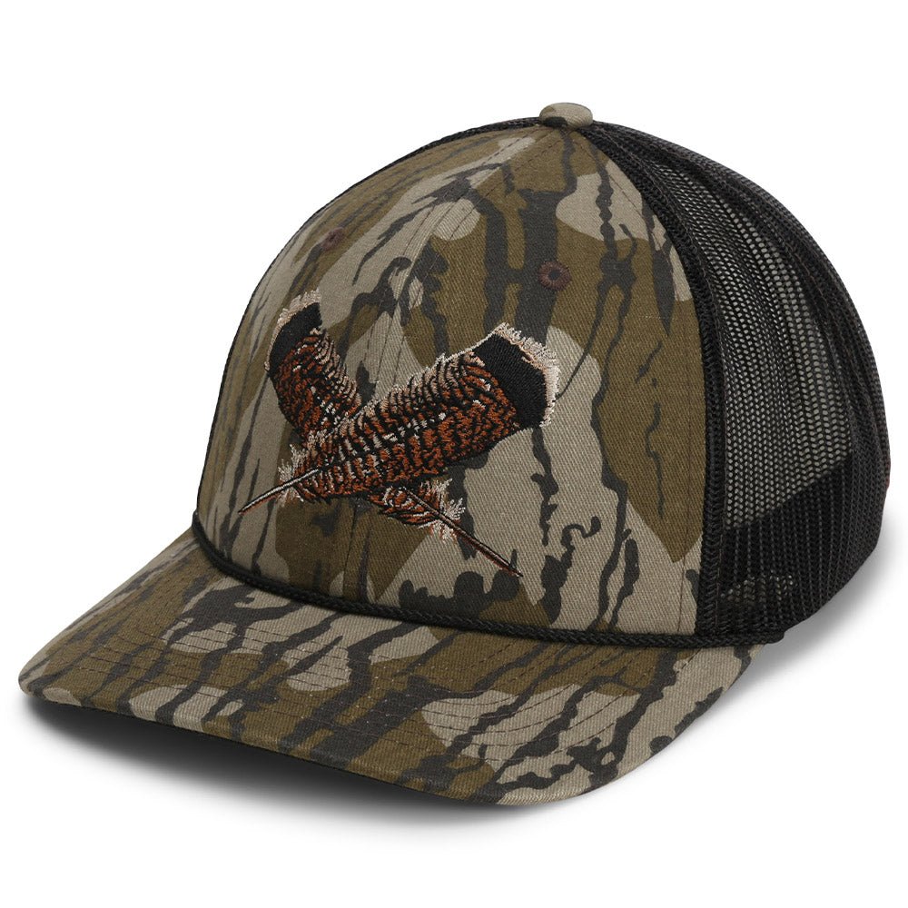 Mossy Oak Bottomland Turkey Feather Meshback Cap - Hazy Fly Fishing