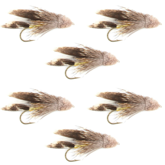 Muddler Minnow Fly Fishing Flies - Classic Bass and Trout Streamers - Set of 6 Flies Hook Size 4 - Hazy Fly Fishing