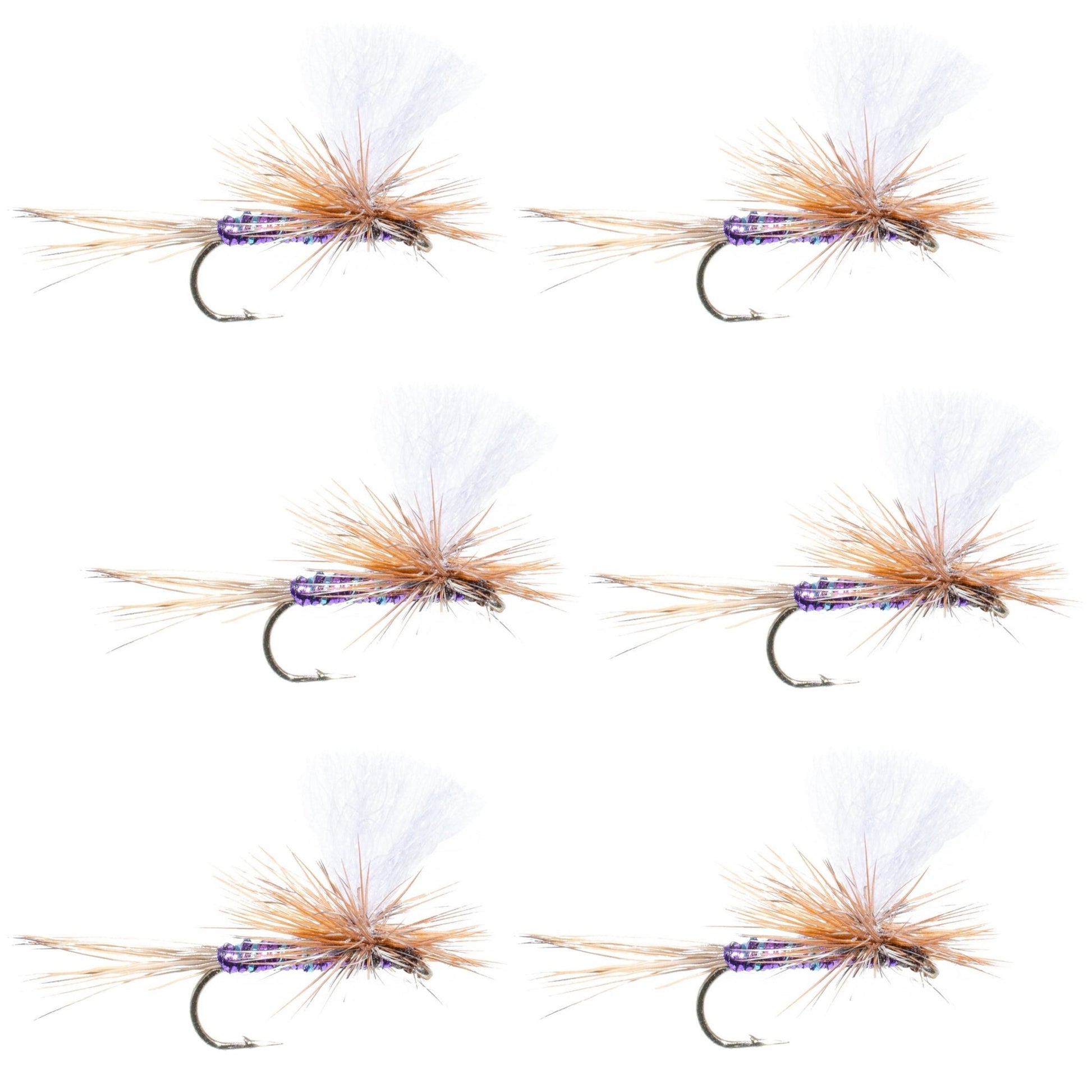 Parachute Super Flash Purple Haze Dry Fly - 6 Flies Size 18 - Hazy Fly Fishing