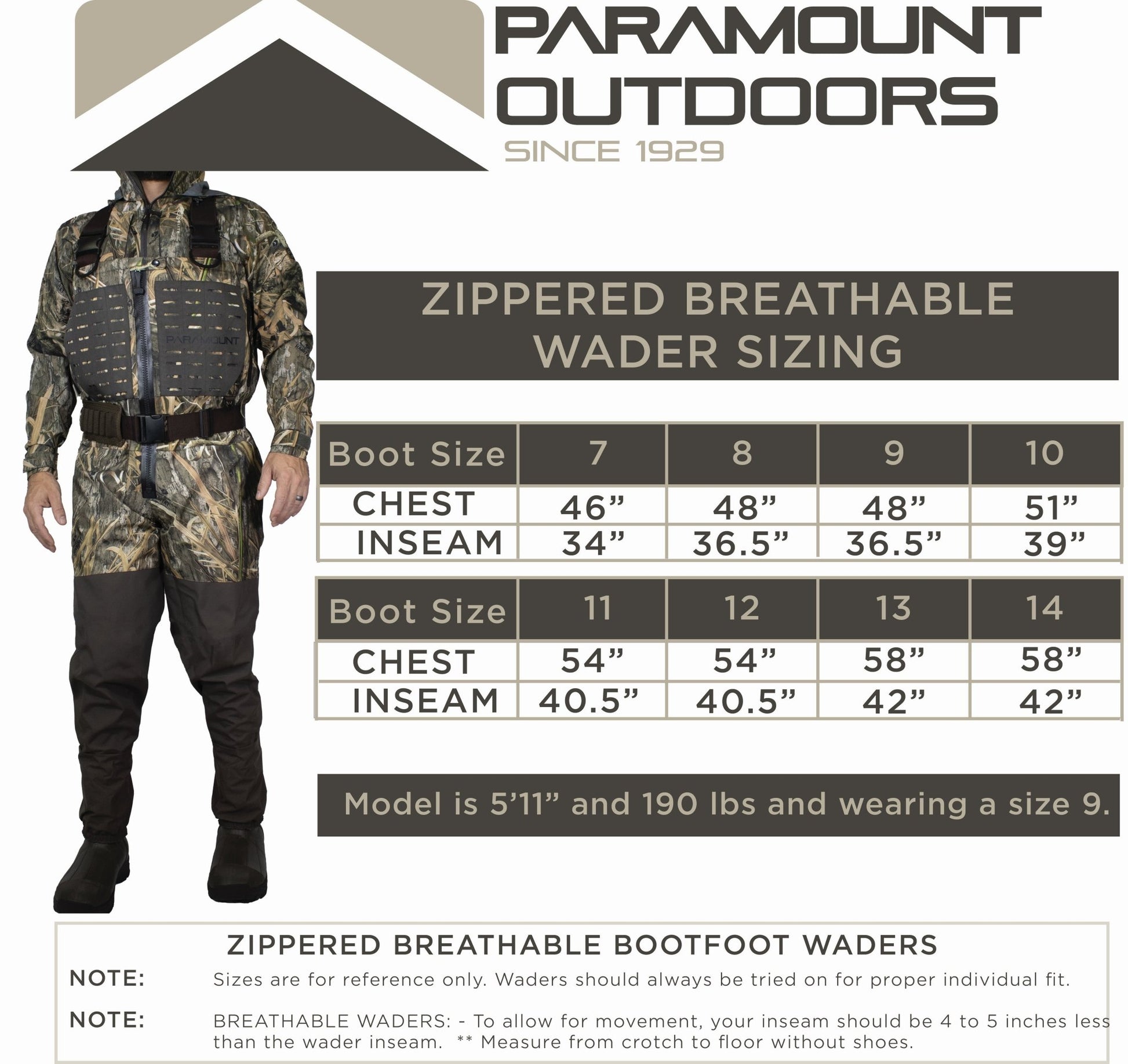 PINNACLE Zippered Breathable Camo Wader 1200g - Hazy Fly Fishing