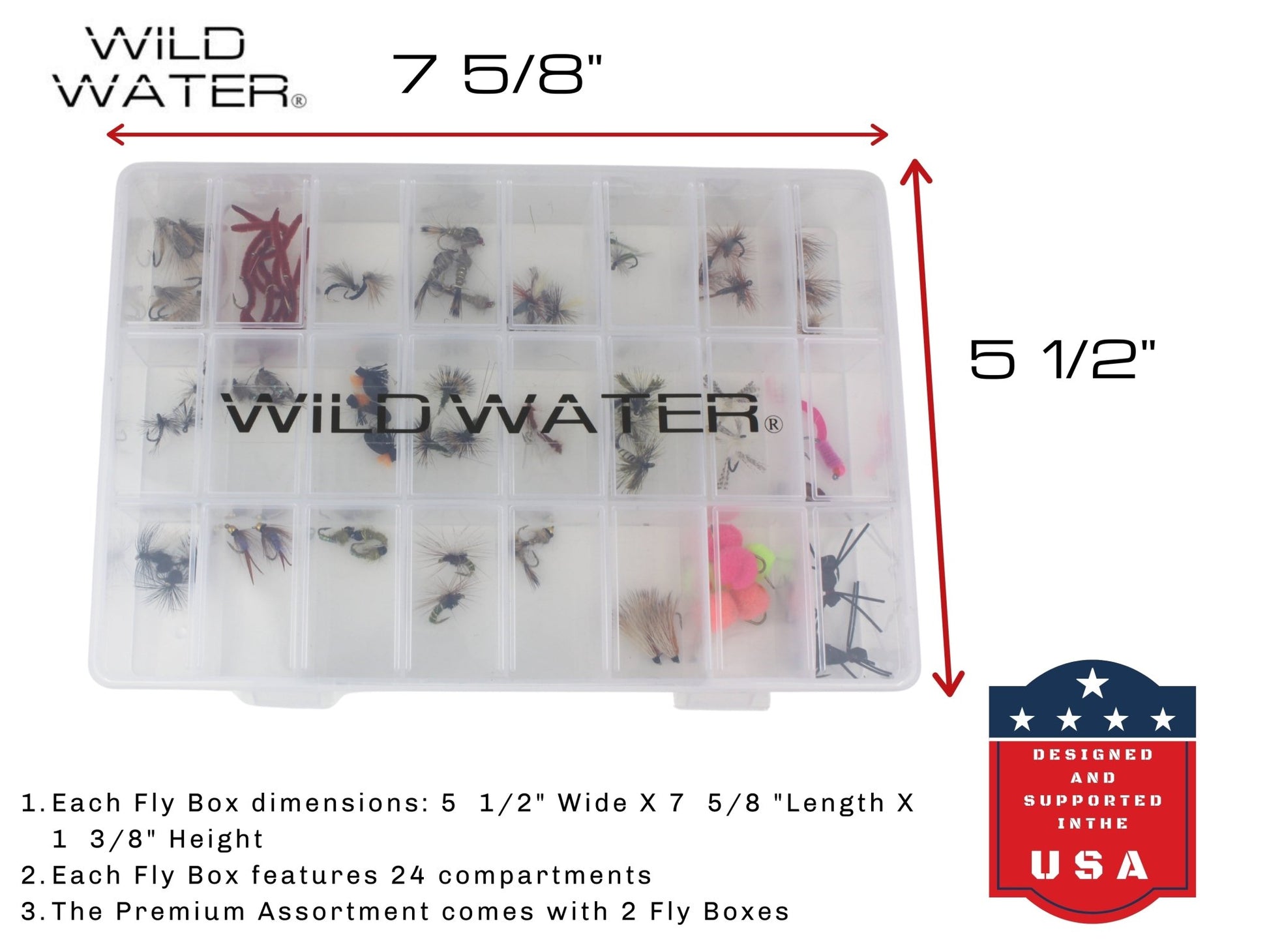 Premium Fly Assortment, 123 Flies | 2 Clear Fly Boxes | Wild Water Fly Fishing - Hazy Fly Fishing