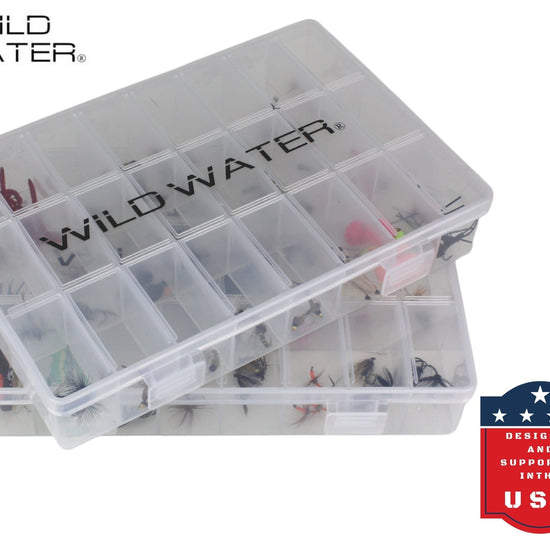 Premium Fly Assortment, 123 Flies | 2 Clear Fly Boxes | Wild Water Fly Fishing - Hazy Fly Fishing
