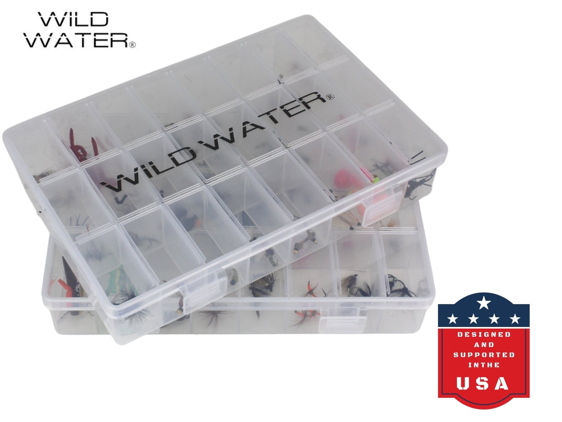 Premium Fly Assortment, 123 Flies | 2 Clear Fly Boxes | Wild Water Fly Fishing - Hazy Fly Fishing