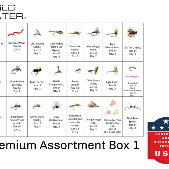 Premium Fly Assortment, 123 Flies | 2 Clear Fly Boxes | Wild Water Fly Fishing - Hazy Fly Fishing