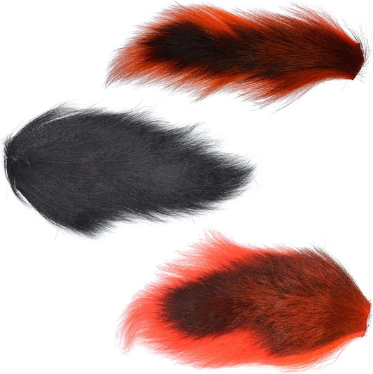Pro Grade Medium Bucktails Master Pack - 3 Colors - Black Red Orange Tube Fly Streamer Deer Tail Hair - Hazy Fly Fishing