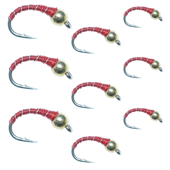 Red Zebra Midge Assortment 3 Each of 3 Sizes 14, 16, 18 - Tailwater Fly Fishing Flies Collection - Hazy Fly Fishing