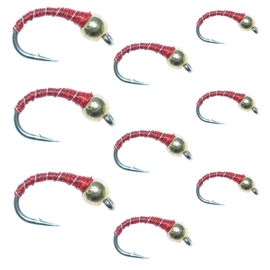 Red Zebra Midge Assortment 3 Each of 3 Sizes 14, 16, 18 - Tailwater Fly Fishing Flies Collection - Hazy Fly Fishing