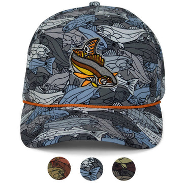 Redfish Stained Glass 5 - Panel Trucker Rope Cap - Hazy Fly Fishing