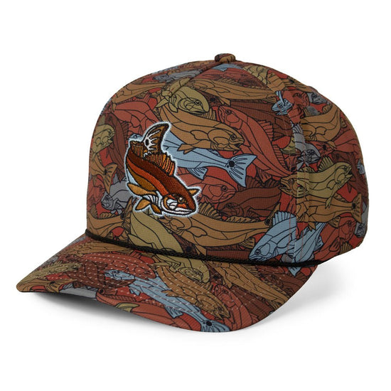 Redfish Stained Glass 5 - Panel Trucker Rope Cap - Hazy Fly Fishing