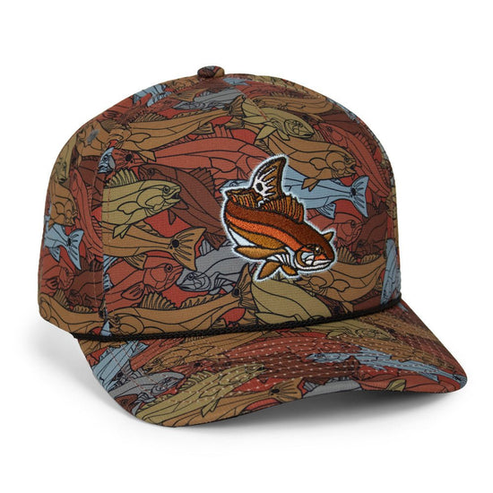 Redfish Stained Glass 5 - Panel Trucker Rope Cap - Hazy Fly Fishing